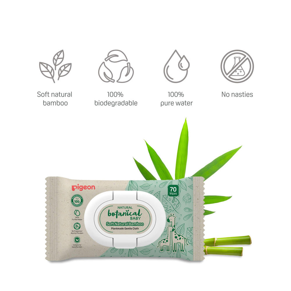 Pigeon Natural Botanical Baby Plantmade Gentle Wipes 70 sheets (6 packets)