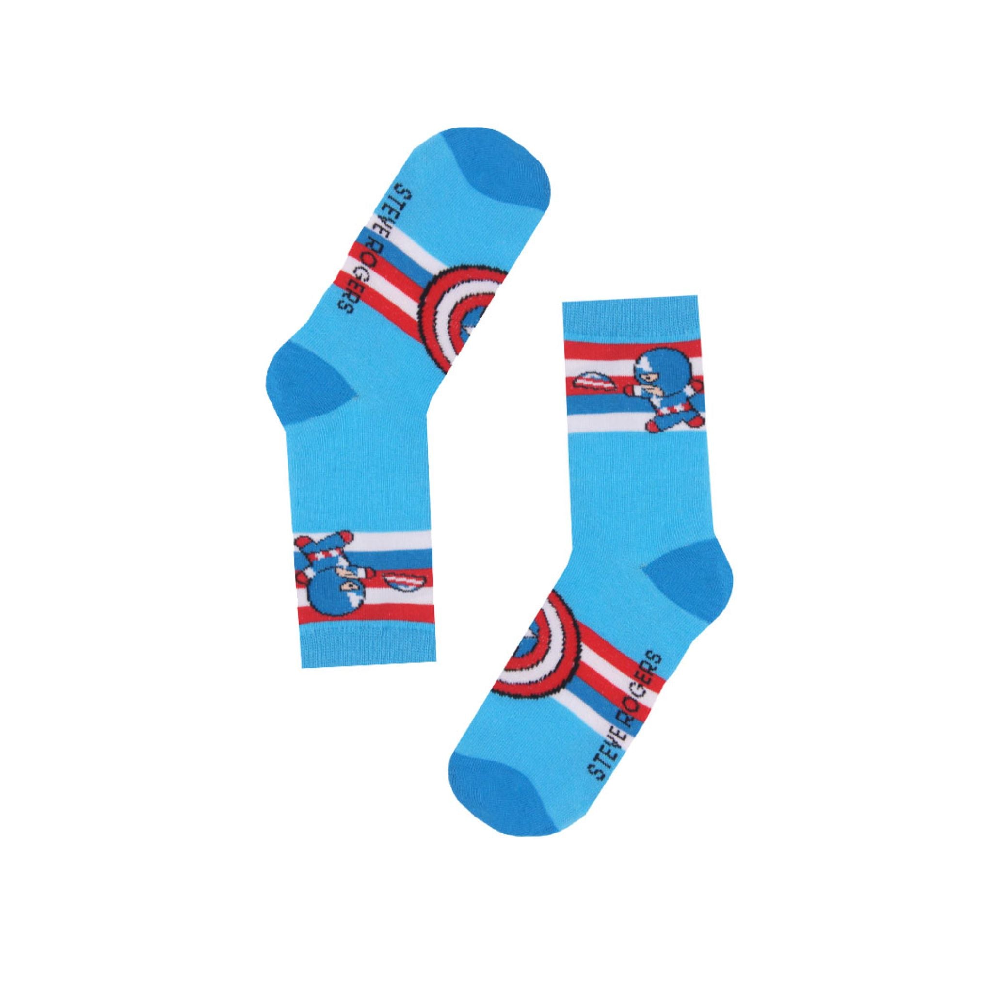 RAD RUSSEL Captain America Kids Socks - Ages 2 to 7 - Blue