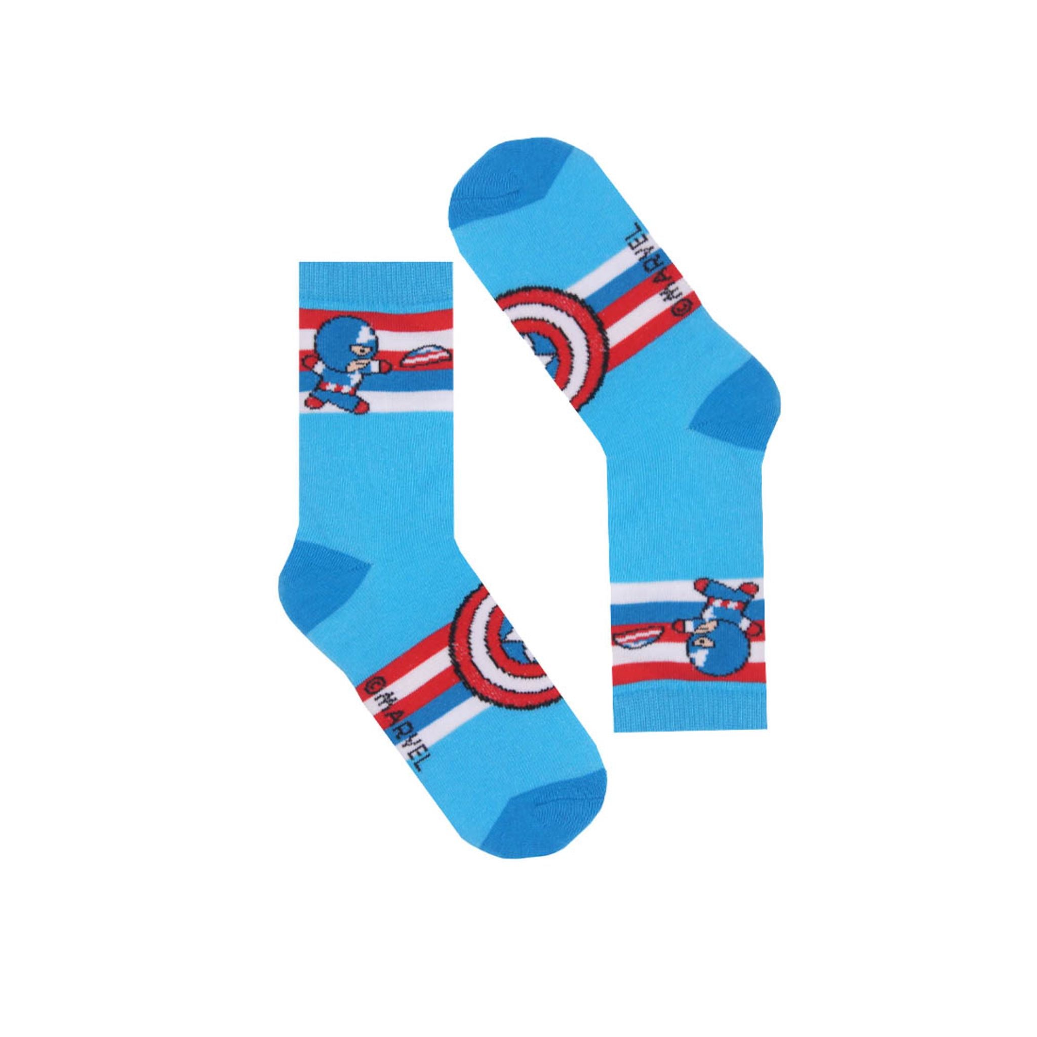 RAD RUSSEL Captain America Kids Socks - Ages 2 to 7 - Blue
