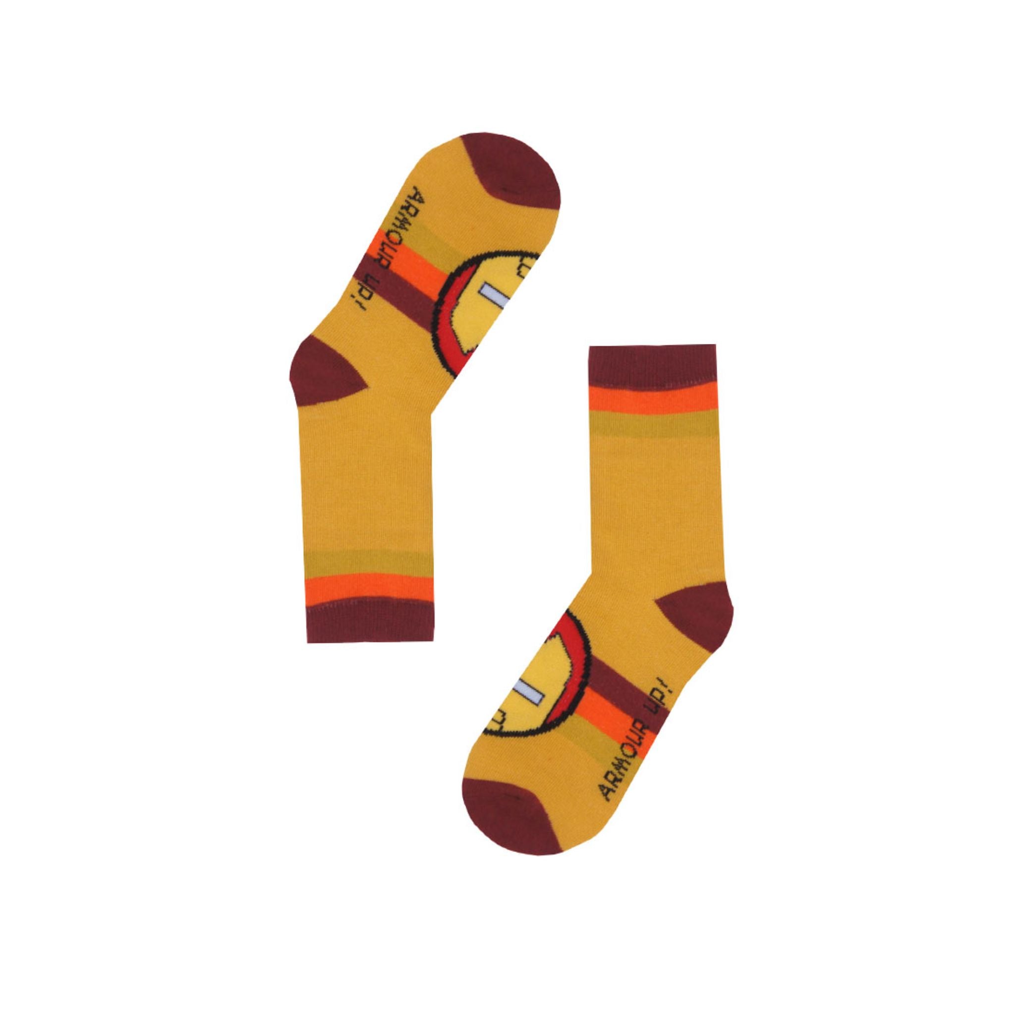 RAD RUSSEL Iron Man Kids Socks - Ages 7 to 12 - Yellow