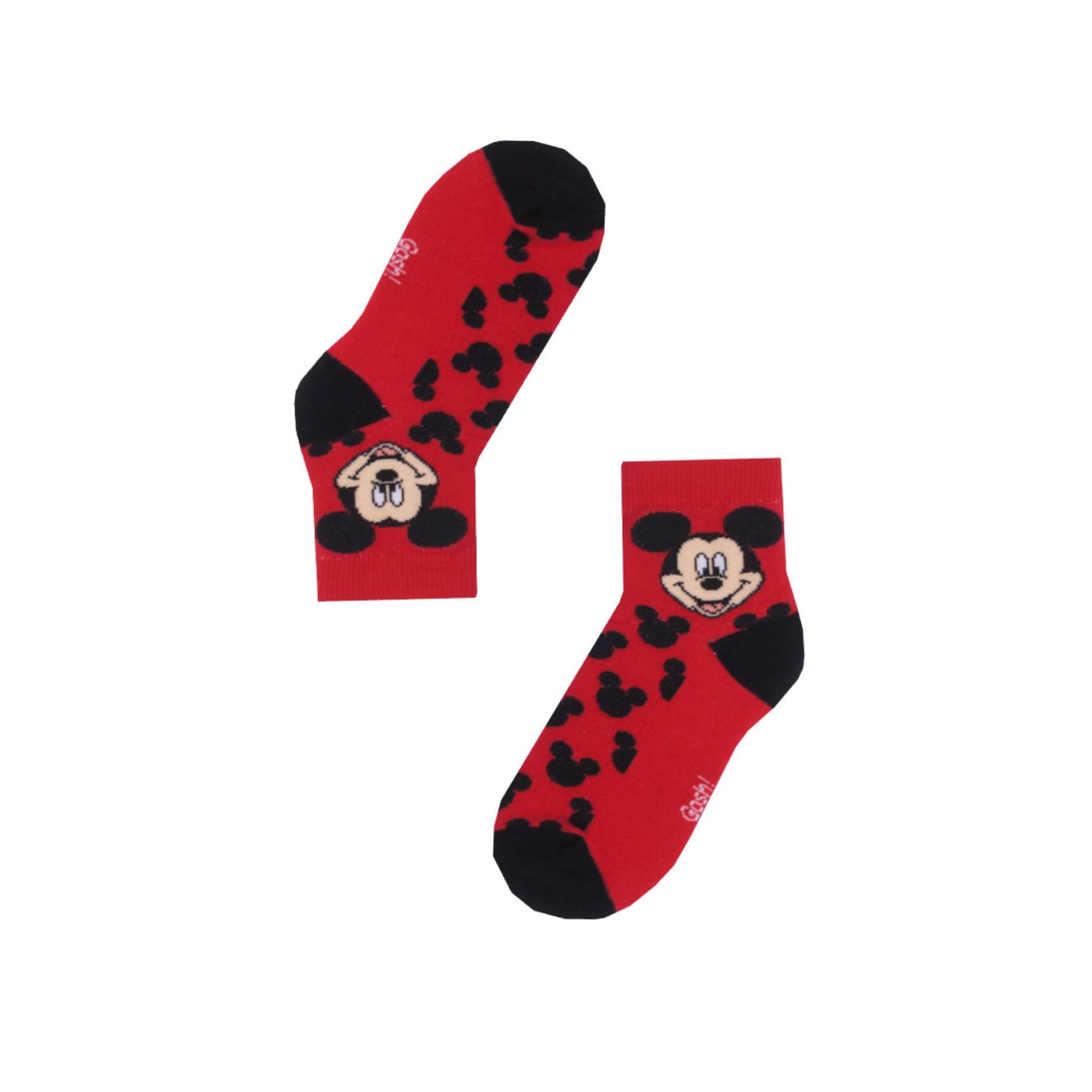 RAD RUSSEL Mickey Face Red Kids Socks - Ages 2 to 7 - Red