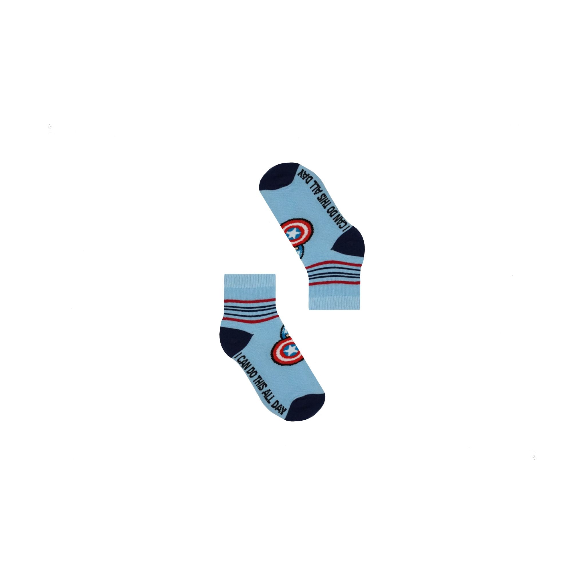 RAD RUSSEL Captain America Shield Kids Socks - Ages 7 to 12 - Blue
