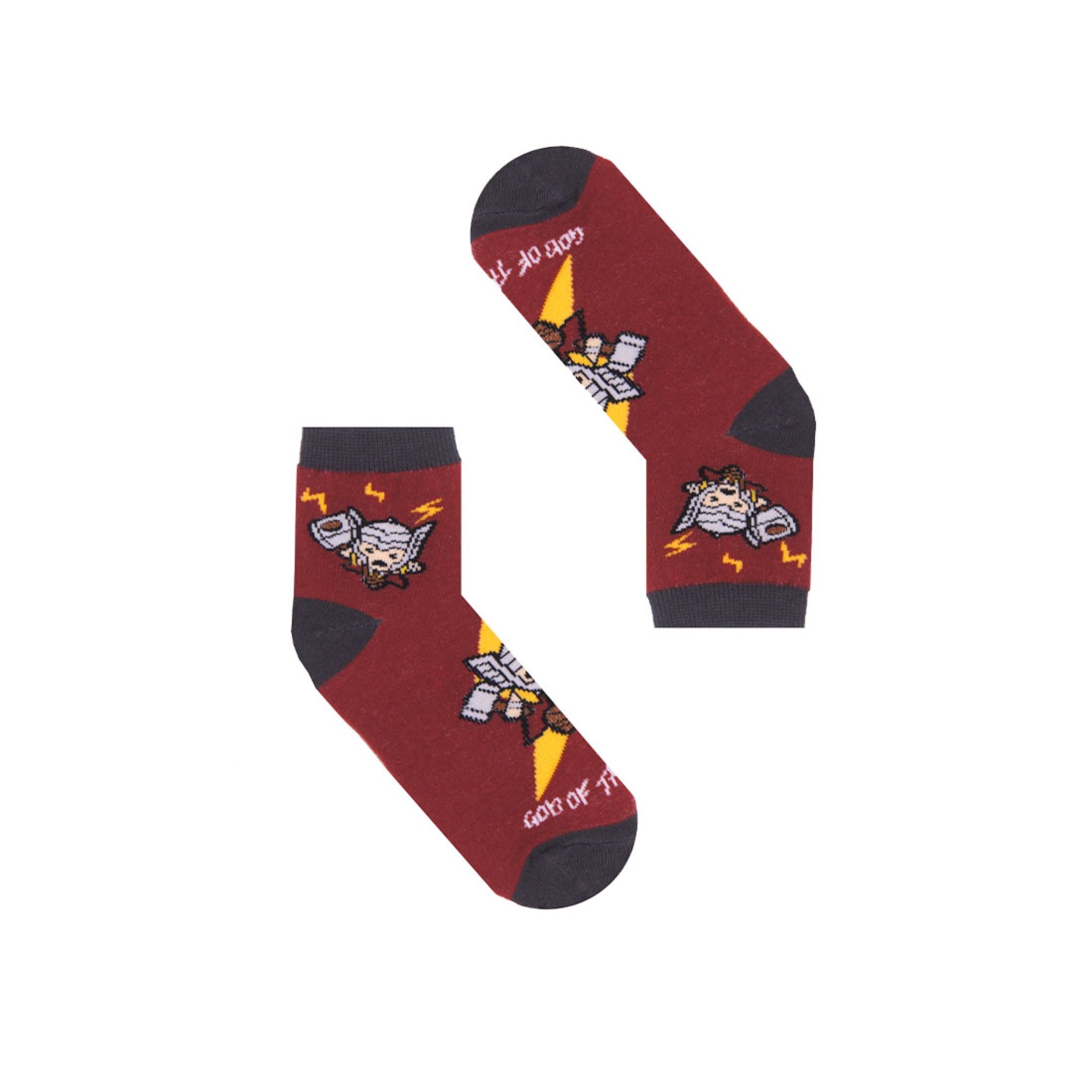 RAD RUSSEL Thor Kids Socks - Ages 7 to 12 - Red