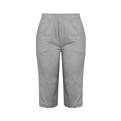 Laselle High-Rise French Terry Capri Pants - Light Heather Grey