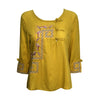 Shockwave Embroidered 3/4 Sleeves Blouse - Yellow