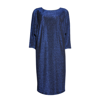 LAZZENI Shimmery Dolman Sleeve Dress - Blue