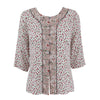 ENRO Mix Fabric Loop Button Down 3/4 Sleeves Blouse - Prints