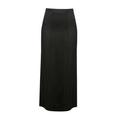 LAZZENI Paneled Long Skirt - Black