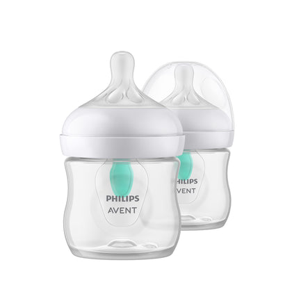 Philips Avent Natural Response Baby Bottle with air Free Vent 4oz/125ml 0m+ (Flow 2 Nipple) (Set of 2 Bottles) (SCY670-02)