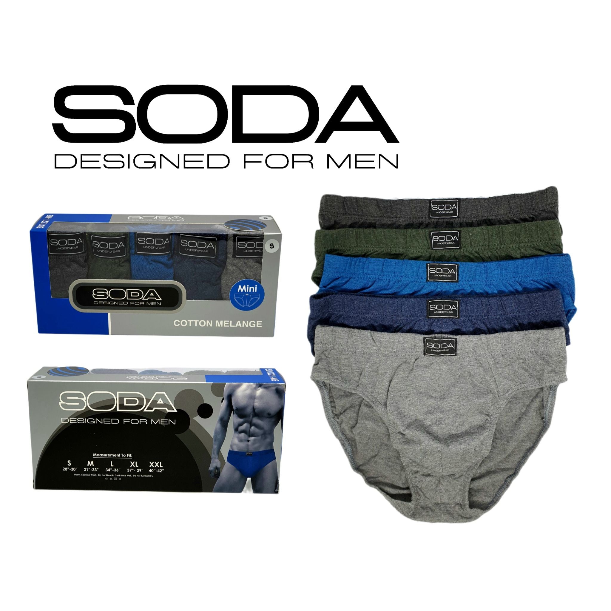 SODA 5 Piece-Pack Cotton Melange Mini Briefs