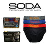 SODA 3 Piece-Pack Cotton Spandex Mini Briefs with Waist Band