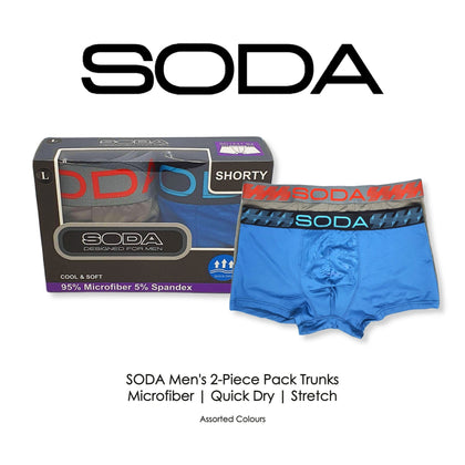 SODA 2 Piece Pack Microfiber Shorty Trunks with Waistband - Assorted Colours