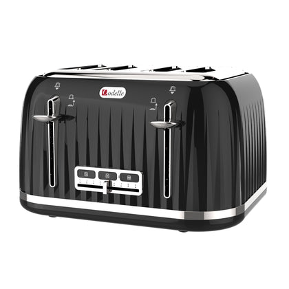 Odette Jukebox Series 1.7L Retro 4-slice Bread Toaster - Black (T382D)