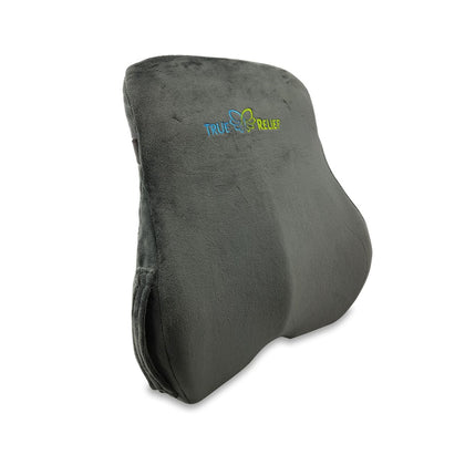 TRUE RELIEF Ortho-Back & Lumbar Support Memory Foam Cushion - Charcoal Grey