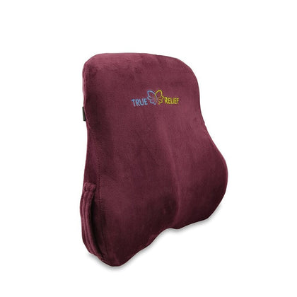 TRUE RELIEF Ortho-Back & Lumbar Support Memory Foam Cushion - Wine Red