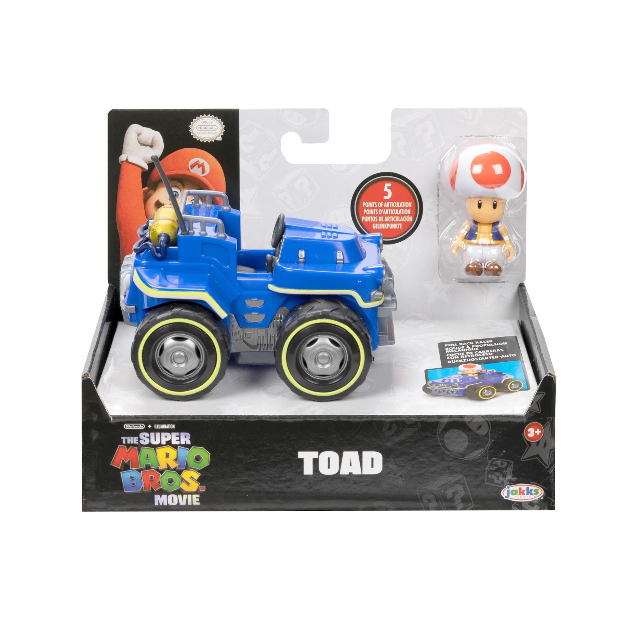 Super Mario Bros. Movie 2.5" Figure with Pull Back Racer - Toad (US-417214-T)