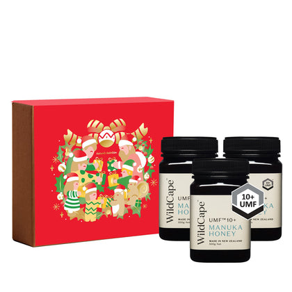 Wildcape Manuka Honey UMF10+ 500g x 3 In Christmas Box + Sleeve