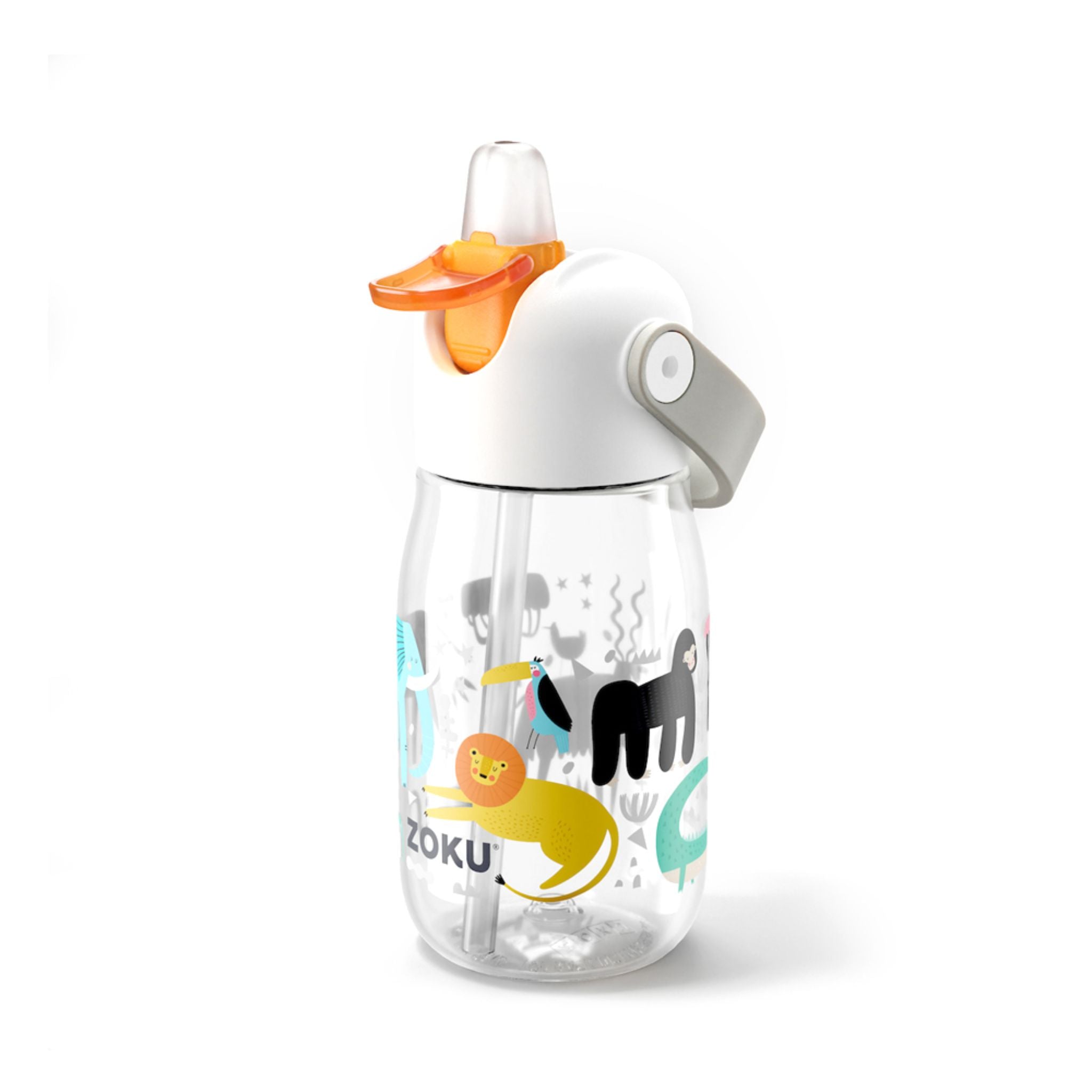 ZOKU 400ml Flip Straw Bottle - White Safari (ZK201-502)
