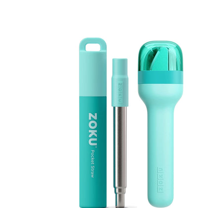 Zoku Reusable Pocket Utensil Set + Reusable Pocket Straw - Two Tone Teal